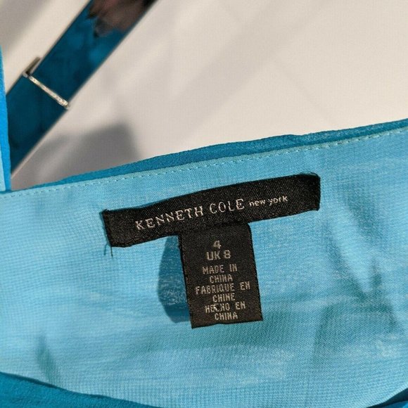 Kenneth Cole Turquoise Sleeveless Silk Blouse Size 4 - Picture 2 of 5